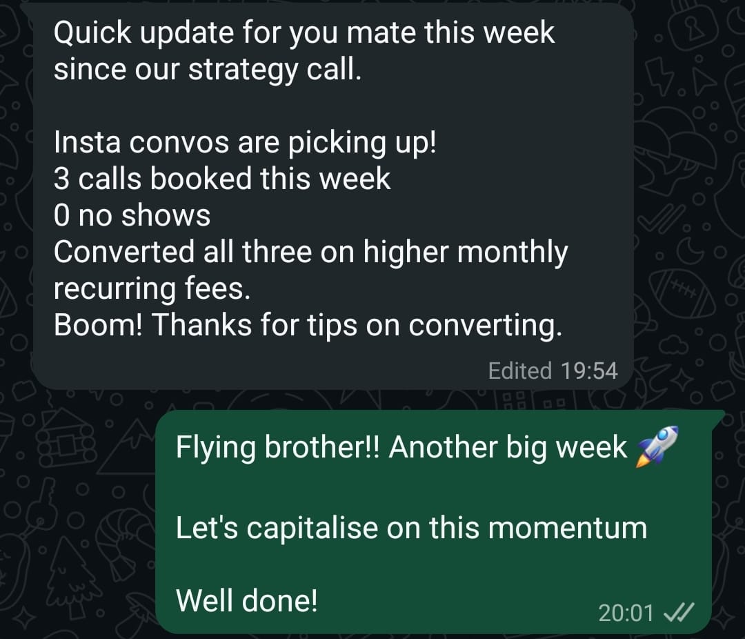 Nathan reporting three booked calls and all three converted